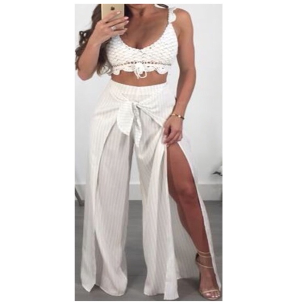 The Boutique Crochet Crop Knit Top